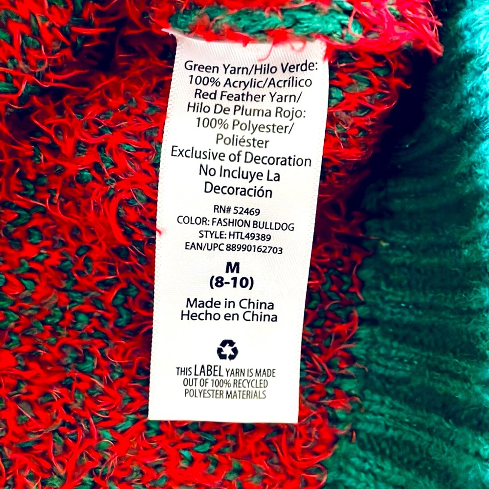 Holiday Time dog dressed up in sequins ugly Christmas sweater size M(8-10) - Picture 4 of 7